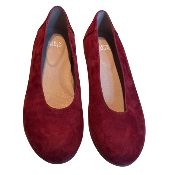 Eileen Fisher Una Ruby Suede Ballet Flats Almond Toe Slip On Shoes Size 8 - Picture 5 of 8